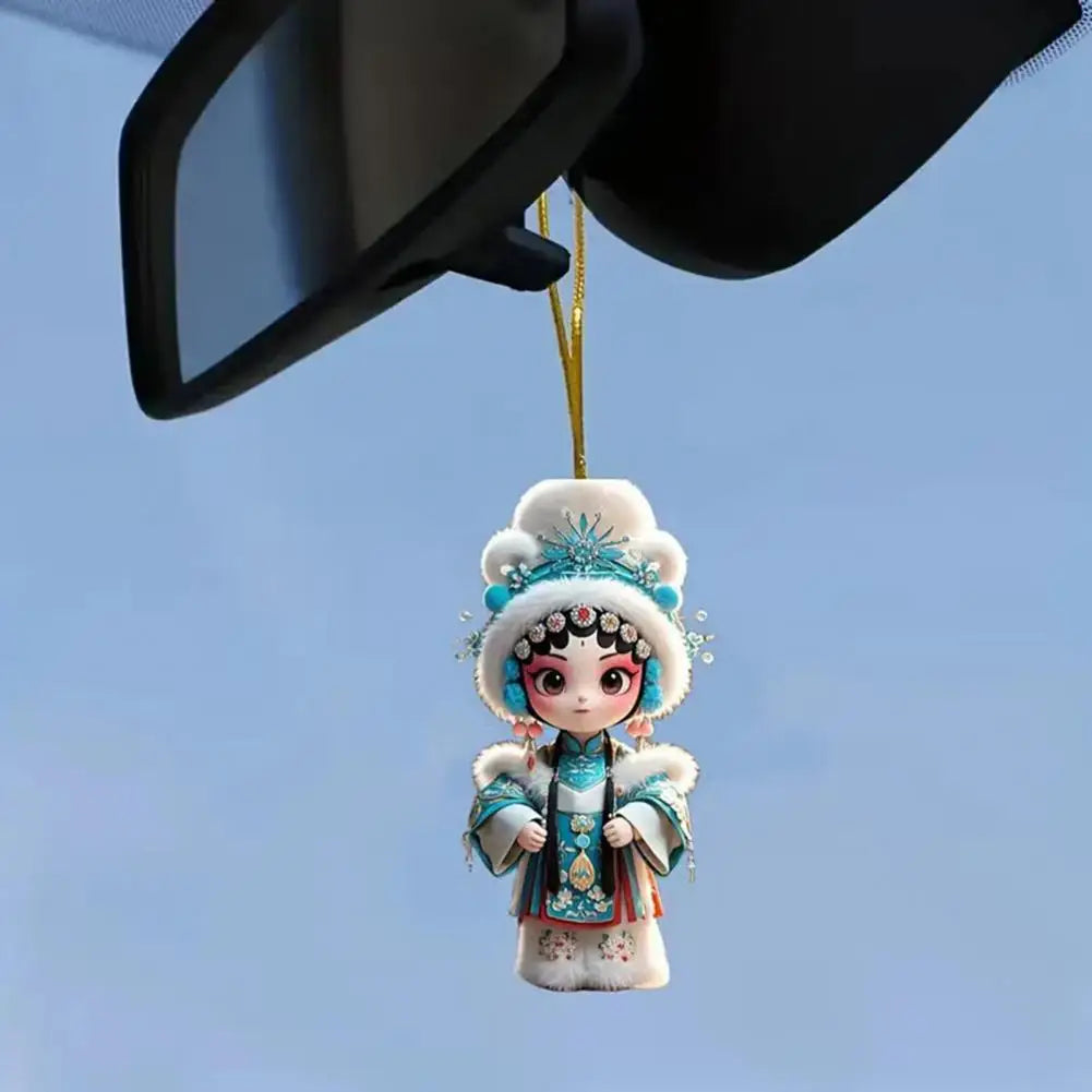 Chinese Opera Figurine Ornament Traditional Chinese Opera Girls Doll Hanging Decor 2D Acrylic Christmas Tree Ornament