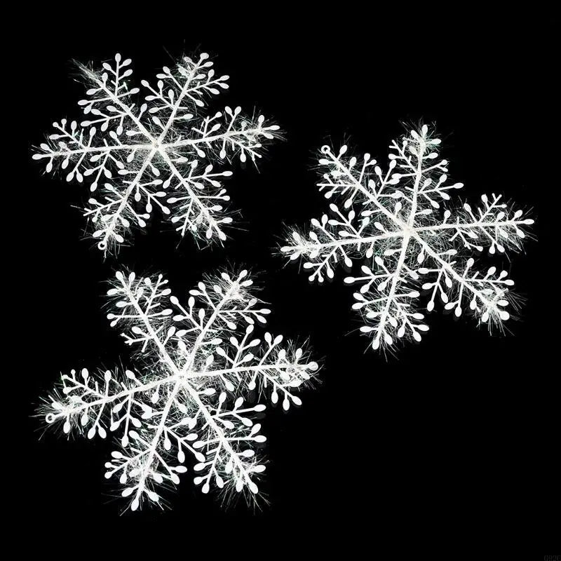 G92C White Snowflake Ornaments Christmas Tree Window Door Accessories