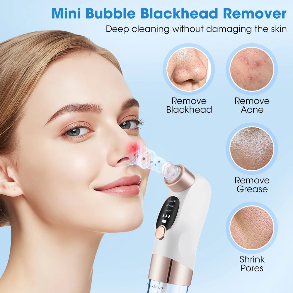 Electric Bubble Blackhead Remover / Ultrasonic Skin Scrubber Skin Care Tool Vacuum Suction Pore Cleanser Pimple Black Head Extractor Facial Lifting Cleaning Tools