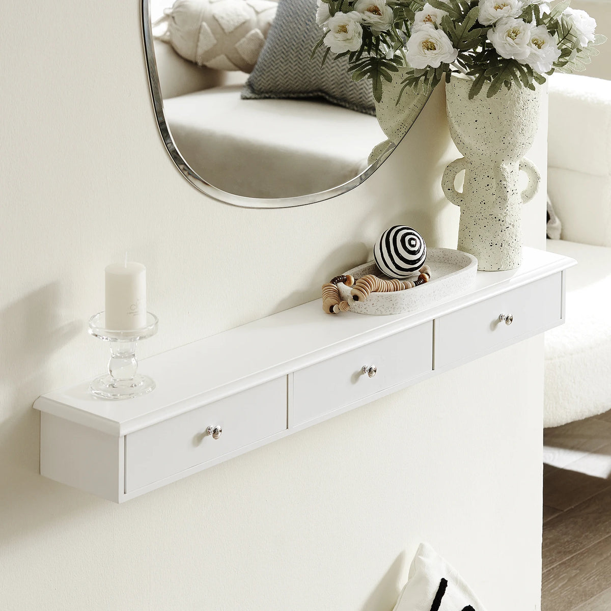 SoBuy FRG43-L Wall wardrobe with 3 drawers hanging wardrobe bathroom wardrobe wall shelf Wall wardrobe BHT approx.: 93x10x15cm