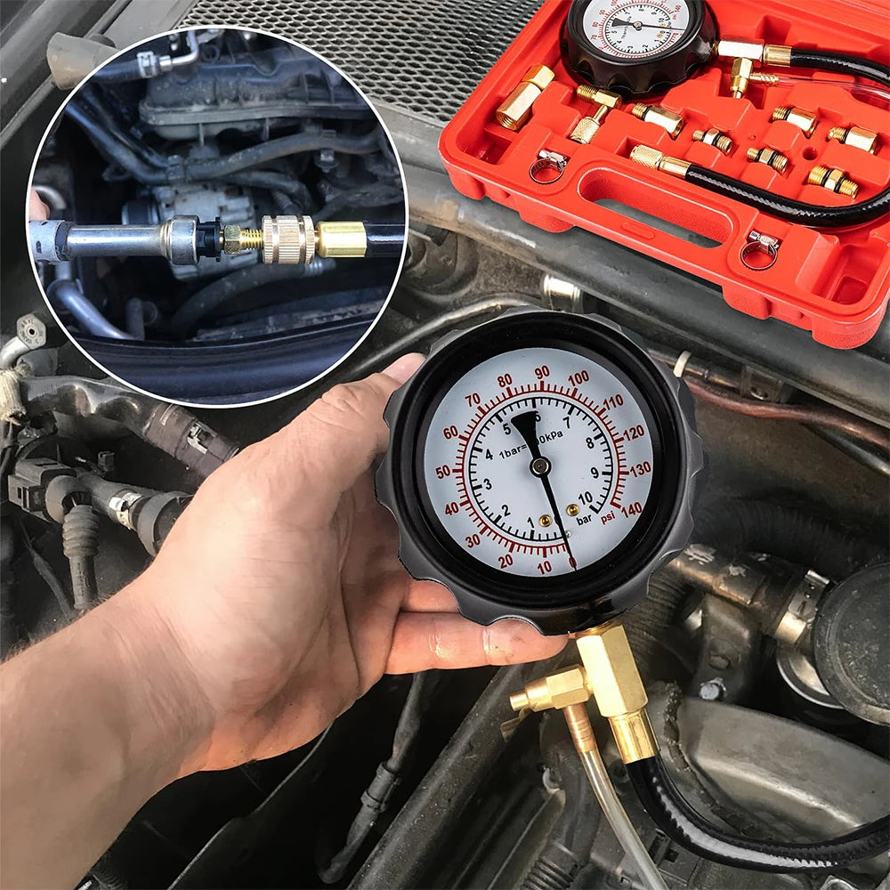 New TU-114 Fuel Injector Pump Pressure Tester 0-140PSI Fuel Injector Injection Pump Pressure Tester Gauge Kit Car Tools