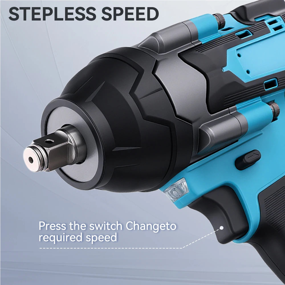 Podofo 1800 N.m Brushless Cordless Electric Impact Wrench 3 Speed Adjustable Power Handheld Screwdriver Car Truck Lawn Mower Maintenance Impact Wrench Car Repair Tool